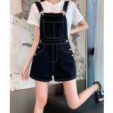 バックリボンカラーデニムショートサロペット 3サイズ 体型カバー | kirakiraShop | 詳細画像6