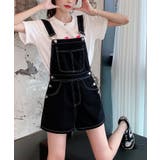 バックリボンカラーデニムショートサロペット 3サイズ 体型カバー | kirakiraShop | 詳細画像9
