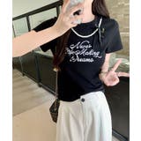 パールリボンプリントTシャツ トップス フィット | kirakiraShop  | 詳細画像5 