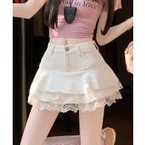 ティアード裾レースデニムミニスカートパンツ 3サイズ ボトムス | kirakiraShop | 詳細画像2