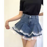 ティアード裾レースデニムミニスカートパンツ 3サイズ ボトムス | kirakiraShop | 詳細画像18