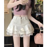 ティアード裾レースデニムミニスカートパンツ 3サイズ ボトムス | kirakiraShop | 詳細画像5
