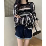 シアーメッシュボーダートップス トップス サマー | kirakiraShop  | 詳細画像3 