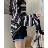 シアーメッシュボーダートップス トップス サマー | kirakiraShop  | 詳細画像4 