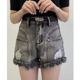 ベルト付きダメージデニムショートパンツ ボトムス ハーフパンツ | kirakiraShop  | 詳細画像15 