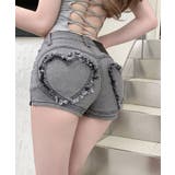 ダークグレー | ハートショートデニムパンツ ボトムス コットンデニム | kirakiraShop 