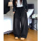 ペイントロゴルーズワイドデニムパンツ ワイドデニムパンツ ハイウエスト | kirakiraShop  | 詳細画像2 