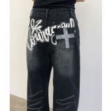 ペイントロゴルーズワイドデニムパンツ ワイドデニムパンツ ハイウエスト | kirakiraShop  | 詳細画像16 