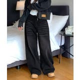 ペイントロゴルーズワイドデニムパンツ ワイドデニムパンツ ハイウエスト | kirakiraShop  | 詳細画像4 