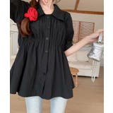 ブラック | ティアードチュニックシャツ ワンピース チュニック | kirakiraShop