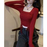 スクエアネックドロスト長袖Tシャツ トップス カットソー | kirakiraShop  | 詳細画像14 