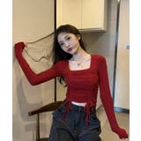 スクエアネックドロスト長袖Tシャツ トップス カットソー | kirakiraShop  | 詳細画像16 