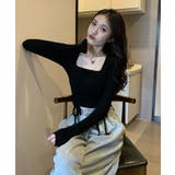 スクエアネックドロスト長袖Tシャツ トップス カットソー | kirakiraShop  | 詳細画像3 
