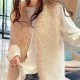 ライトベージュ | 【SHOPLIST限定】ラビットエコファーベスト アウター トップス | kirakiraShop 