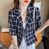 ネイビー | マドラスチェック柄シャツジャケット 2サイズ トップス | kirakiraShop