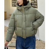 カーキ | ショート丈フェイクダウンフーディージャケット 2サイズ アウター | kirakiraShop