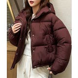 ワイン | ショート丈フェイクダウンフーディージャケット 2サイズ アウター | kirakiraShop
