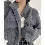 グレー | スタンドカラーショート丈ブルゾン アウター ジャケット | kirakiraShop