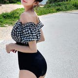 ブラック | 【SHOPLIST限定】総柄オフショルワンピース 3サイズ 水着体型カバー | kirakiraShop 