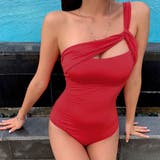レッド | ワンショルダーワンピース 3サイズ スイムウェア | kirakiraShop