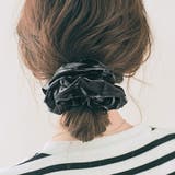 ブラック | メタリックサテンシュシュ 小物 ヘアアクセサリー | kirakiraShop 