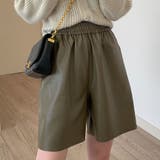 カーキ | 【SHOPLIST限定】フェイクレザー切りっぱなしショートパンツ 2サイズ ボト… | kirakiraShop 
