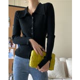 襟付きリブニットトップスカーディガン カーディガン 羽織り | kirakiraShop | 詳細画像2