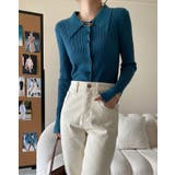 襟付きリブニットトップスカーディガン カーディガン 羽織り | kirakiraShop | 詳細画像11