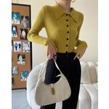 襟付きリブニットトップスカーディガン カーディガン 羽織り | kirakiraShop | 詳細画像20