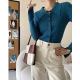 襟付きリブニットトップスカーディガン カーディガン 羽織り | kirakiraShop | 詳細画像9