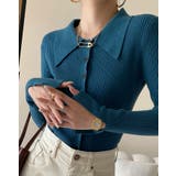 襟付きリブニットトップスカーディガン カーディガン 羽織り | kirakiraShop | 詳細画像10