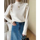 メタルボタンフレンチスリーブタートルニット トップス ニット | kirakiraShop  | 詳細画像13 