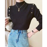 メタルボタンフレンチスリーブタートルニット トップス ニット | kirakiraShop  | 詳細画像9 