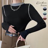 クルーネックバイカラーニット トップス ニット | kirakiraShop  | 詳細画像1