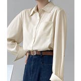 クリーム | 【SHOPLIST限定】襟付きサテンシンプルブラウス 2色 2サイズ | kirakiraShop 
