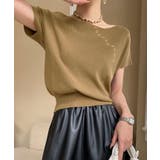 モカ | ボートネック半袖ニットソー トップス サマーニット | kirakiraShop