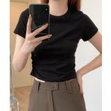 ブラック | 【SHOPLIST限定】裾ギャザーコンパクトTシャツ 3サイズ トップス | kirakiraShop 