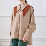 ベージュ×ラスト | 2wayダブルカラーセーラーブラウス トップス 前開きシャツ | kirakiraShop