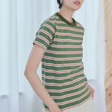 Bマルチボーダー- グリーン | ストレッチボーダーTシャツ トップス ボーダーTシャツ | kirakiraShop