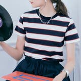 C太ボーダー- ネイビー | ストレッチボーダーTシャツ トップス ボーダーTシャツ | kirakiraShop