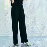 ブラック | 冷涼ランダムリブワイドパンツ 2サイズ ボトムス | kirakiraShop 