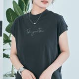 チャコール | モックネックフレンチロゴTシャツ トップス カットソー | kirakiraShop 