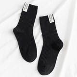 ブラック | レタリングラベルリブソックス 小物 靴下 | kirakiraShop 