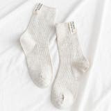 ホワイト | レタリングラベルリブソックス 小物 靴下 | kirakiraShop 