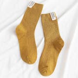 イエロー | レタリングラベルリブソックス 小物 靴下 | kirakiraShop 