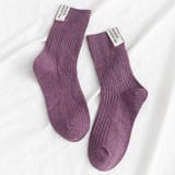 パープル | レタリングラベルリブソックス 小物 靴下 | kirakiraShop 