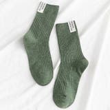 グリーン | レタリングラベルリブソックス 小物 靴下 | kirakiraShop 