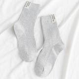 ライトグレー | レタリングラベルリブソックス 小物 靴下 | kirakiraShop 