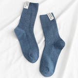 ブルー | レタリングラベルリブソックス 小物 靴下 | kirakiraShop 
