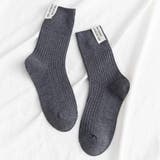ダークグレー | レタリングラベルリブソックス 小物 靴下 | kirakiraShop 